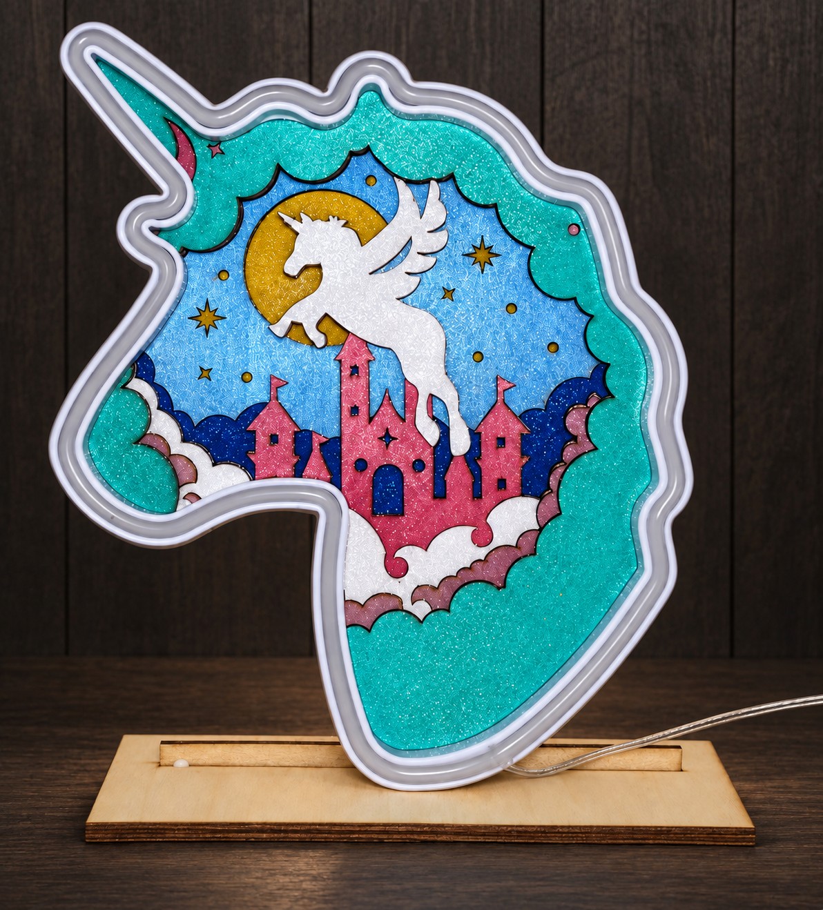 Lampe château et licorne ailée — éteinte — AL 13a