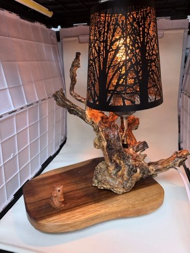 Lampe fabriquée à partir d'une racine de bois
